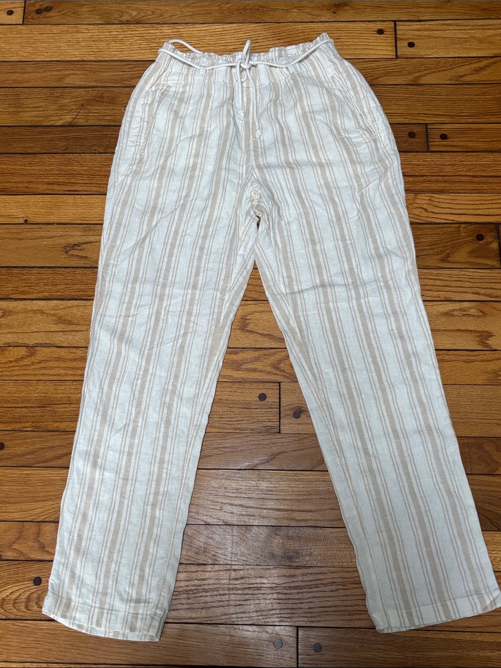 Sigrid Olsen Cream and Tan Striped Drawstring
